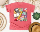 School Supplies Stack graphic tee in Watermelon