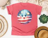 Patriotic Smiley Ball graphic tee in Watermelon