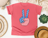 American Flag Peace Sign graphic tee in Watermelon