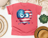 Patriotic Heart With Eyes graphic tee in Watermelon