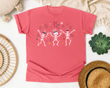 Patriotic Skeleton Trio Pink graphic tee in Watermelon