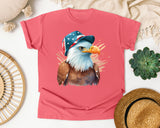 Eagle In Flag Hat Brown graphic tee in Watermelon