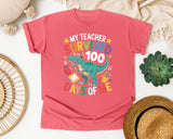 My Teacher Survived 100 Days Of Me Dino graphic tee in Watermelon