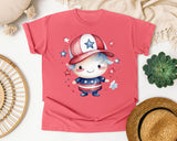 Patriotic Kid With Cap graphic tee in Watermelon