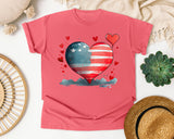 Patriotic Flag Heart graphic tee in Watermelon