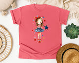 Patriotic Girl With Stars graphic tee in Watermelon