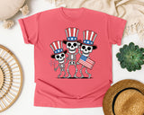 Patriotic Skeleton Trio Grey 2 graphic tee in Watermelon