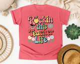 Rockin This Teacher Life Grey graphic tee in Watermelon
