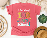 I Survived 100 Days Of School graphic tee in Watermelon