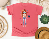 Patriotic Girl With Sunglasses graphic tee in Watermelon