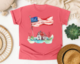 Flag Over Country House graphic tee in Watermelon