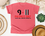 Patriot Day We Will Never Forget Black graphic tee in Watermelon