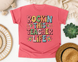 Rockin This Teacher Life Grey 2 3 graphic tee in Watermelon