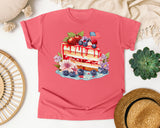 Patriotic Berry Cake Slice graphic tee in Watermelon