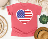 American Flag Heart White graphic tee in Watermelon