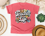 Teacher Life Pencils graphic tee in Watermelon