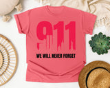 We Will Never Forget White 2 graphic tee in Watermelon