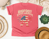 Bigfoot Loves America graphic tee in Watermelon