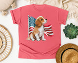 Puppy With American Flag graphic tee in Watermelon