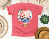 Bunnies In Hot Air Balloon graphic tee in Watermelon