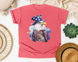 Eagle In Flag Hat Grey graphic tee in Watermelon