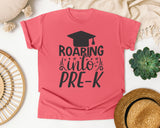 Roaring Into Pre-K Grey graphic tee in Watermelon
