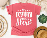 My Daddy Is My Hero White 3 graphic tee in Watermelon