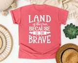 Land Of The Free Because Of The Brave White 2 graphic tee in Watermelon