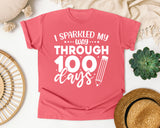 I Sparkled My Way Through 100 Days White 2 graphic tee in Watermelon