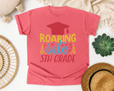 Roaring Into 5th Grade White 2 3 graphic tee in Watermelon