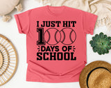 I Just Hit 100 Days Of School Baseball graphic tee in Watermelon