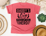 Daddy's Boy Is Here To Pick Up His Hero White graphic tee in Watermelon