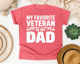 My Favorite Veteran Is My Dad White graphic tee in Watermelon
