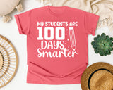 My Students Are 100 Days Smarter White 2 graphic tee in Watermelon