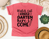 Watch Out Kindergarten Here I Come White graphic tee in Watermelon