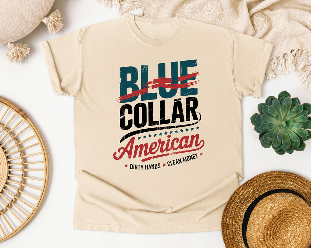 Blue Collar American graphic tee in Ivory Comfort Colors 1717