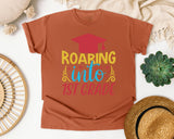 Roaring Into 1st Grade White 2 3 graphic tee in Yam