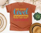 3rd Grade Level Unlocked Teal graphic tee in Yam