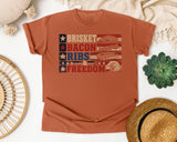 Brisket Bacon Ribs And Freedom Grey 2 graphic tee in Yam