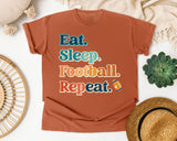 Eat Sleep Football Repeat Stacked graphic tee in Yam