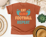 Eat Sleep Football Repeat Teal graphic tee in Yam
