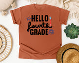 Hello Fourth Grade Backpack graphic tee in Yam