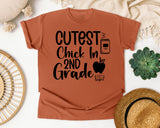 Cutest Chick In 2nd Grade Apple graphic tee in Yam