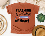 Teaching Is A Work Of Heart Pencil graphic tee in Yam