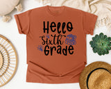 Hello Sixth Grade Backpack graphic tee in Yam