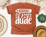 1st Grade Dude White 2 graphic tee in Yam