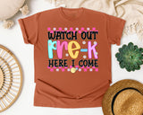 Watch Out Pre-K Here I Come graphic tee in Yam
