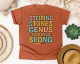 Stepping Stones To 100 Days Strong graphic tee in Yam