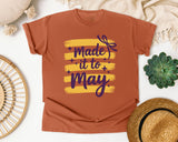 Made It To May graphic tee in Yam
