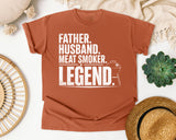 Father Husband Meat Smoker Legend White graphic tee in Yam